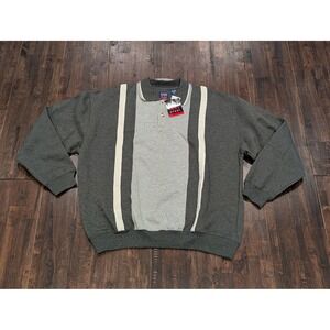 River Trader Sport Sweatshirt Mens XL Gray Polo‎ Collar Colorblock Pullover New